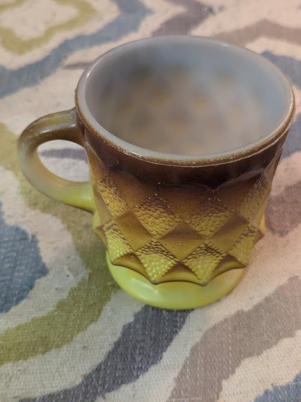 Vintage Fire King Kimberly Mug Ombre Golden Yellow Diamond Coffee Cup